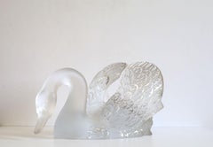 Lalique Swan Head Down Sculpture