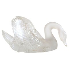 Lalique Swan Head Down Sculpture