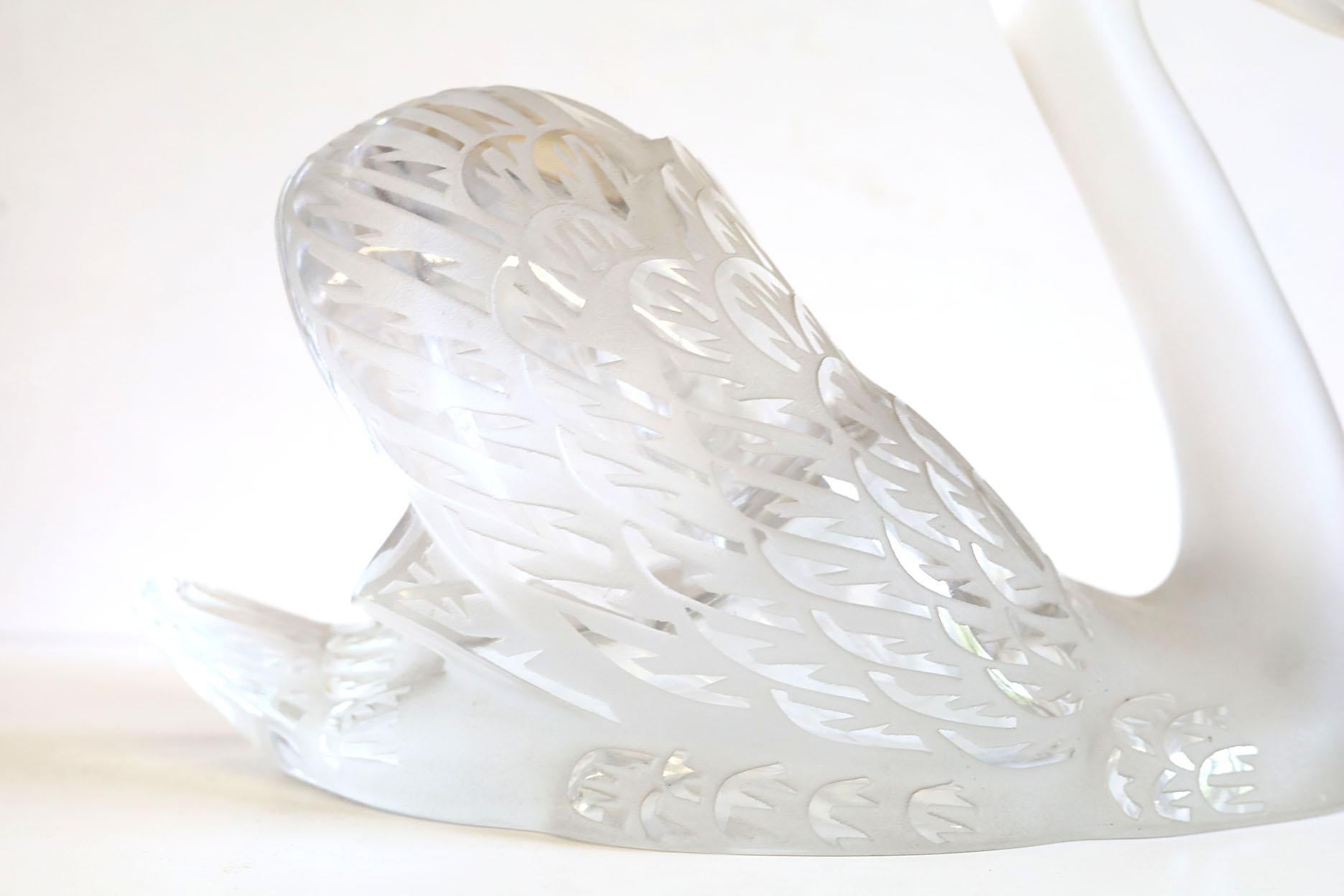 Lalique  'Swan Head Up' Crystal Sculpture 3