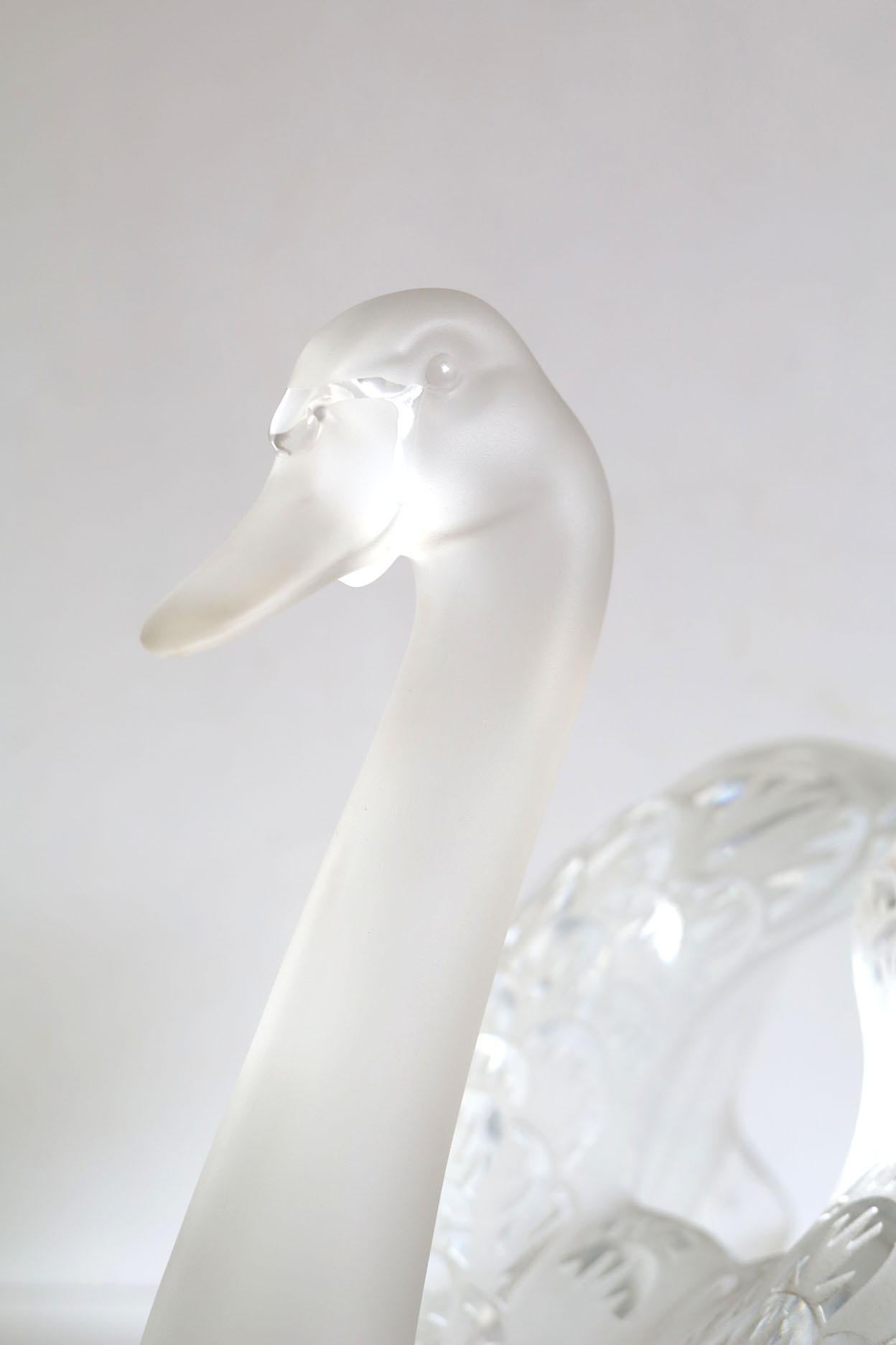 Lalique  'Swan Head Up' Crystal Sculpture 4