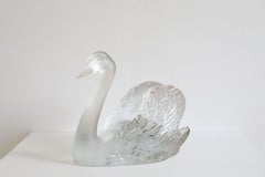 Lalique  'Swan Head Up' Crystal Sculpture