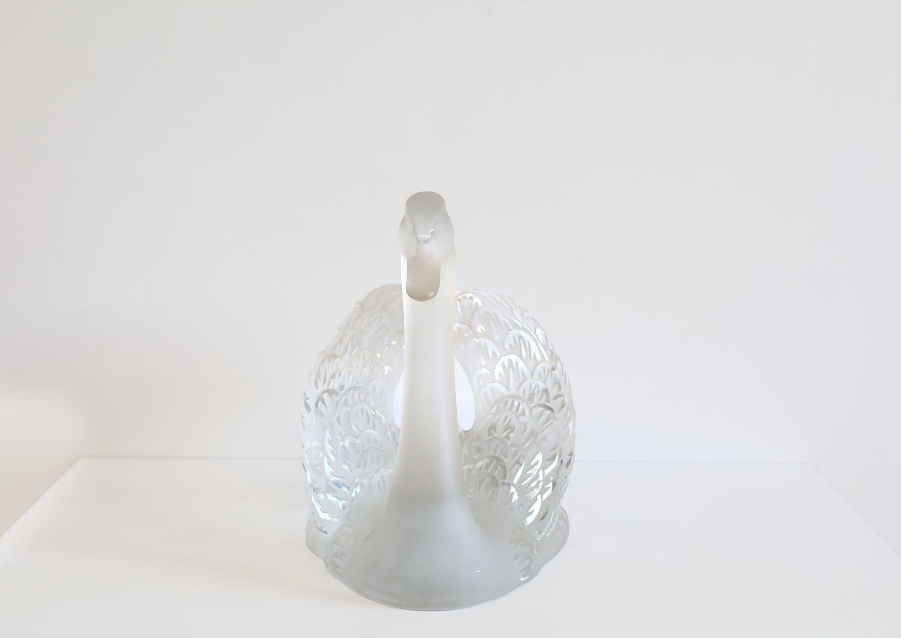 Modern Lalique  'Swan Head Up' Crystal Sculpture