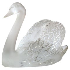 Lalique 'Swan Head Up' Crystal Sculpture