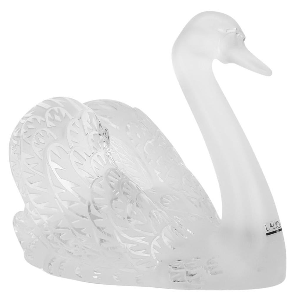 Lalique Swan Head Up Pure Crystal Sculpture