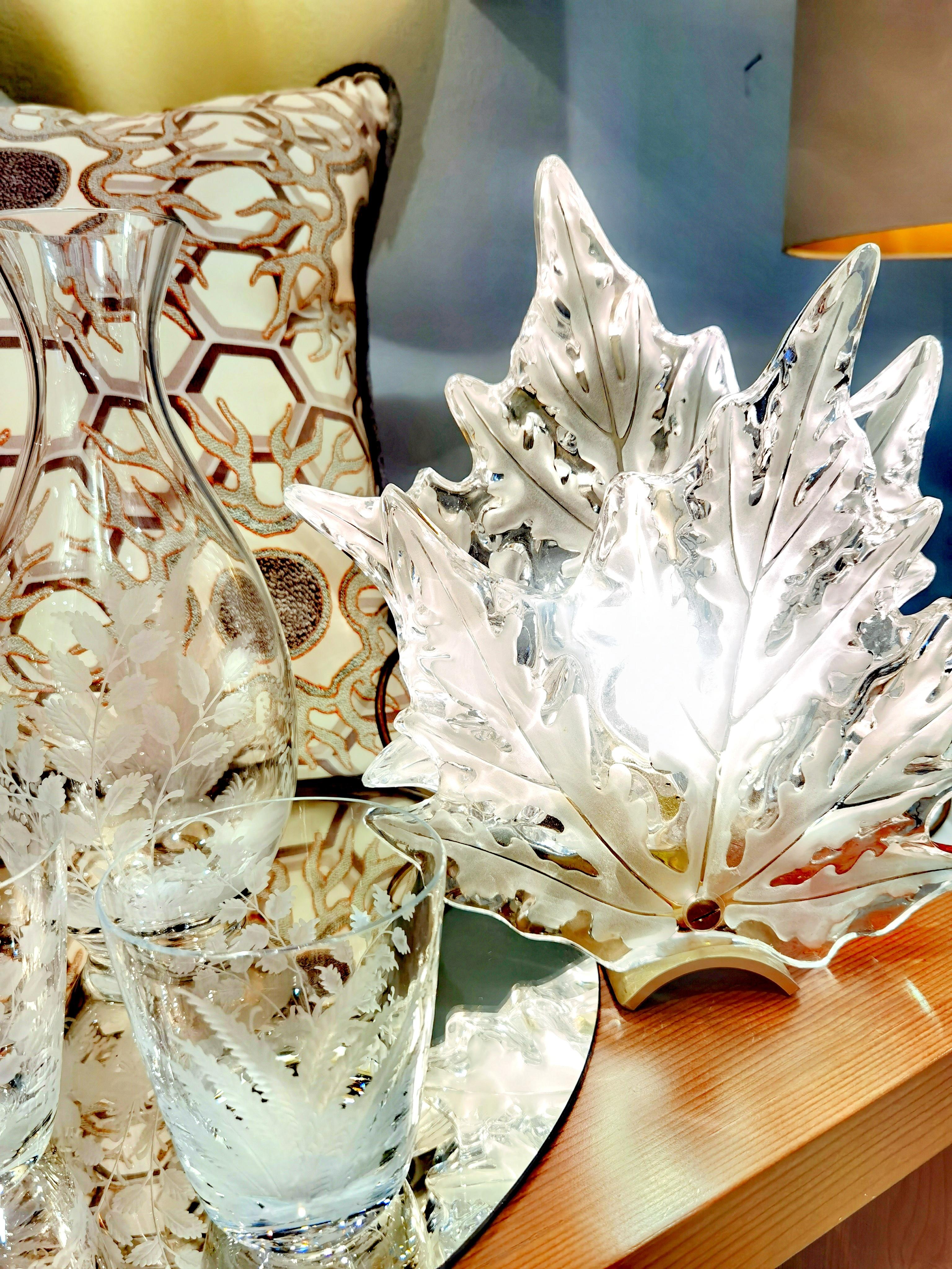 20th Century Lalique Table Lamp Champs Elysees For Sale