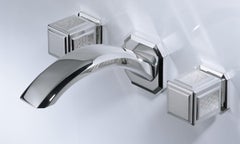 Lalique & THG Paris Metropolis Wall-Mount Faucet & Handle Set, Clear Crystal