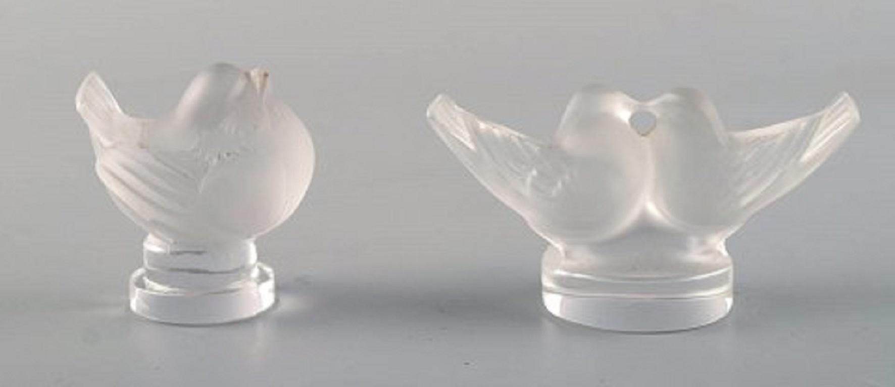 French Lalique, Three Birds in Clear Art Glass, 1960s