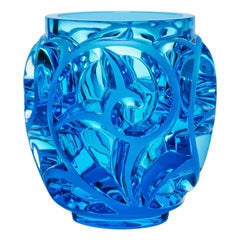 Lalique Tourbillons Vase in Light Blue Crystal