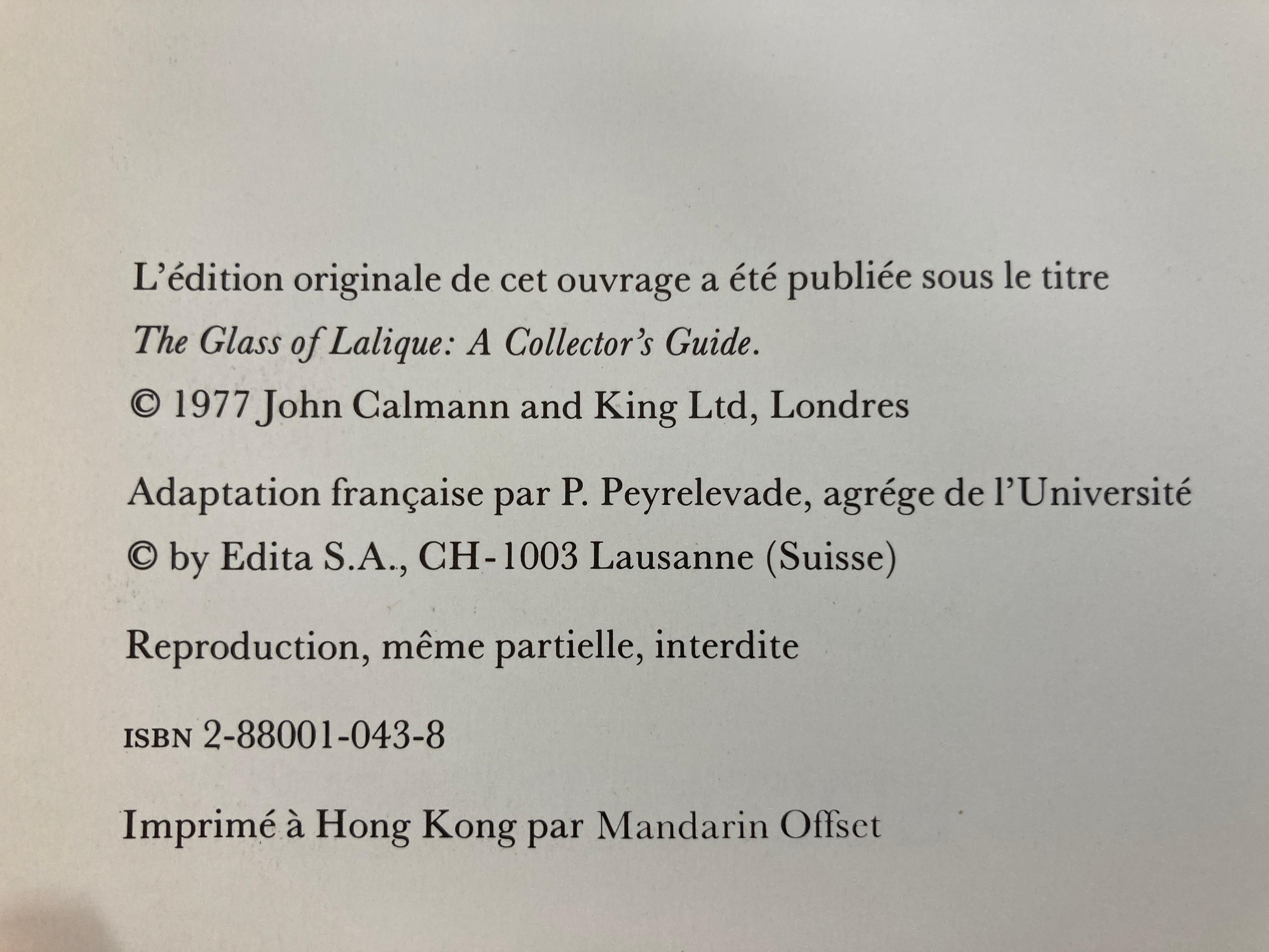 Paper Lalique Verrier Guide du Collectionneur 'French' Hardcover Book