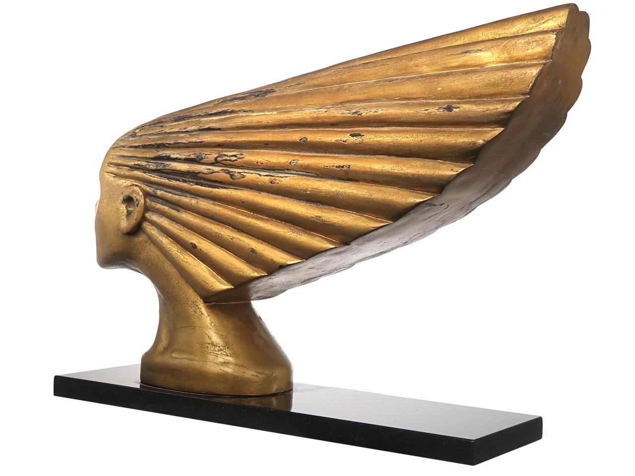 French Lalique Victoire, Large Original Carved Wood Studio Model