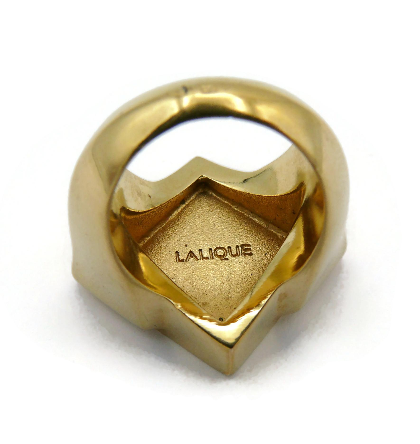 LALIQUE Vintage Crystal Ondine Tank Ring For Sale 1
