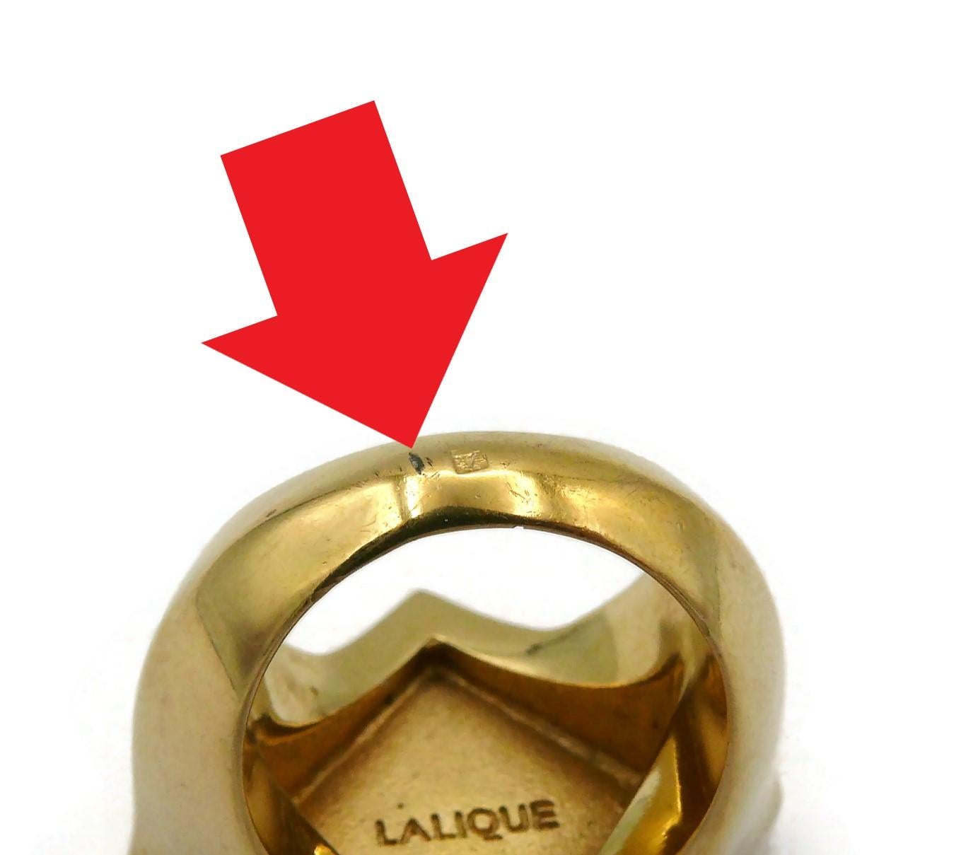 LALIQUE Vintage Crystal Ondine Tank Ring 2