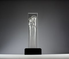 Lalique d'après René Lalique, sculpture en cristal Mère & Child, milieu du siècle dernier