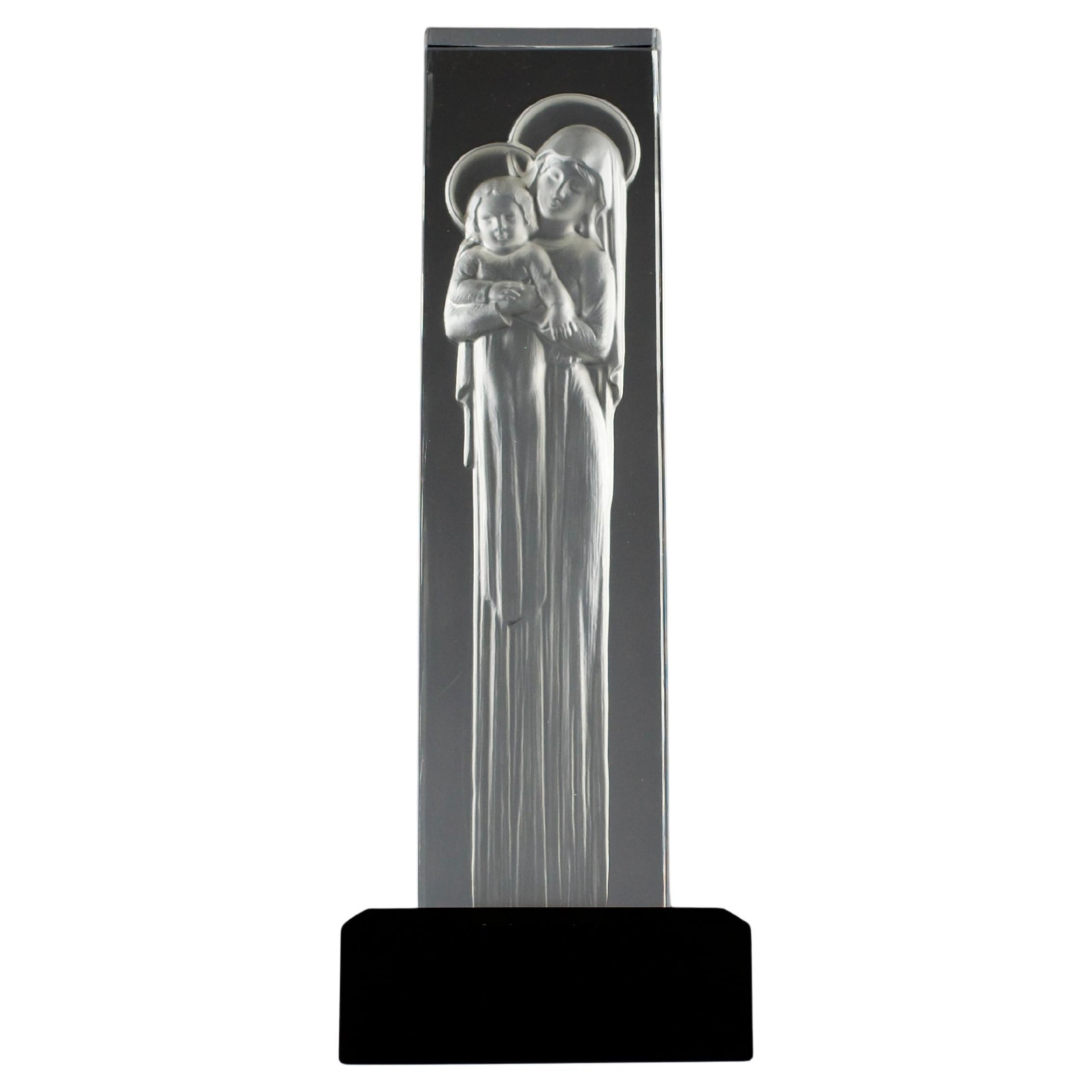 Lalique d'après René Lalique, sculpture en cristal Mère & Child, milieu du siècle dernier