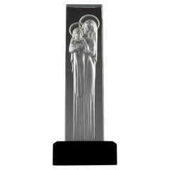 Lalique d'après René Lalique, sculpture en cristal Mère & Child, milieu du siècle dernier