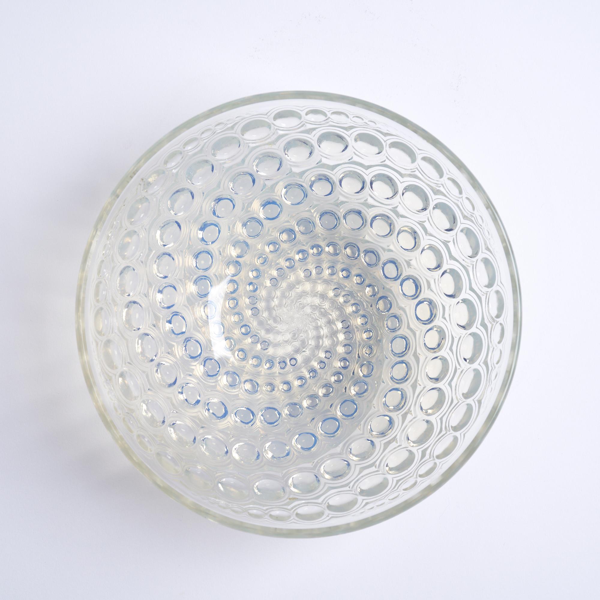 French Lalique Volutes Opalescent Glass Bowl For Sale