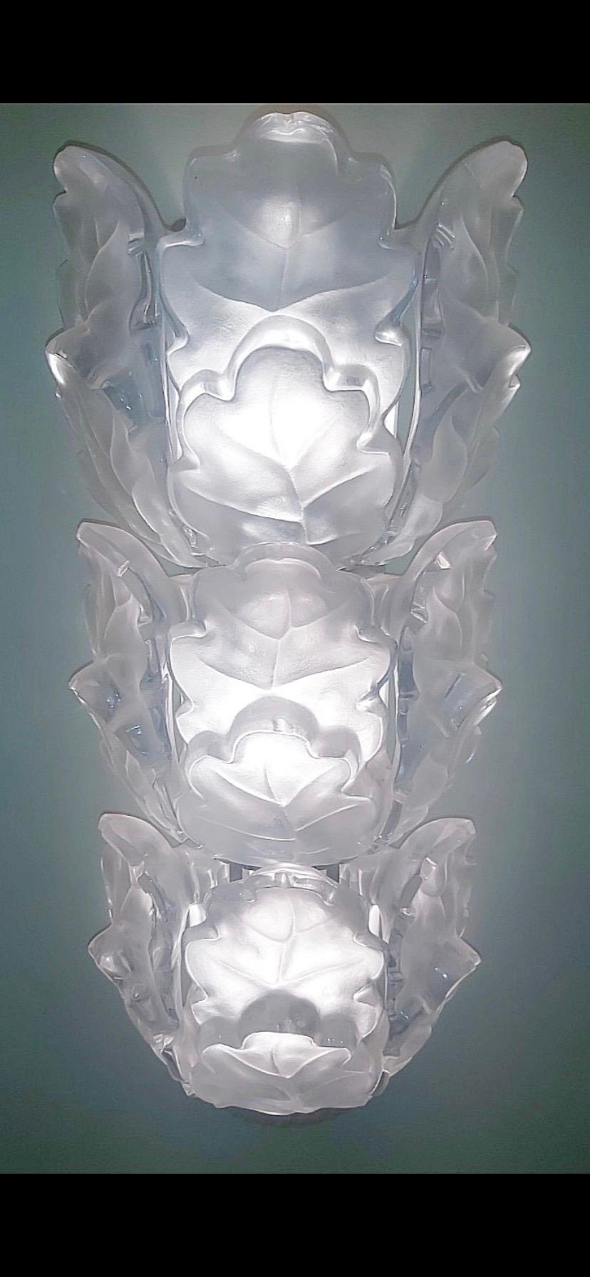 Lalique Wall Lighting Model Chêne! 3 Level Chrome, France, 2000  In Good Condition In DÉNIA, ES