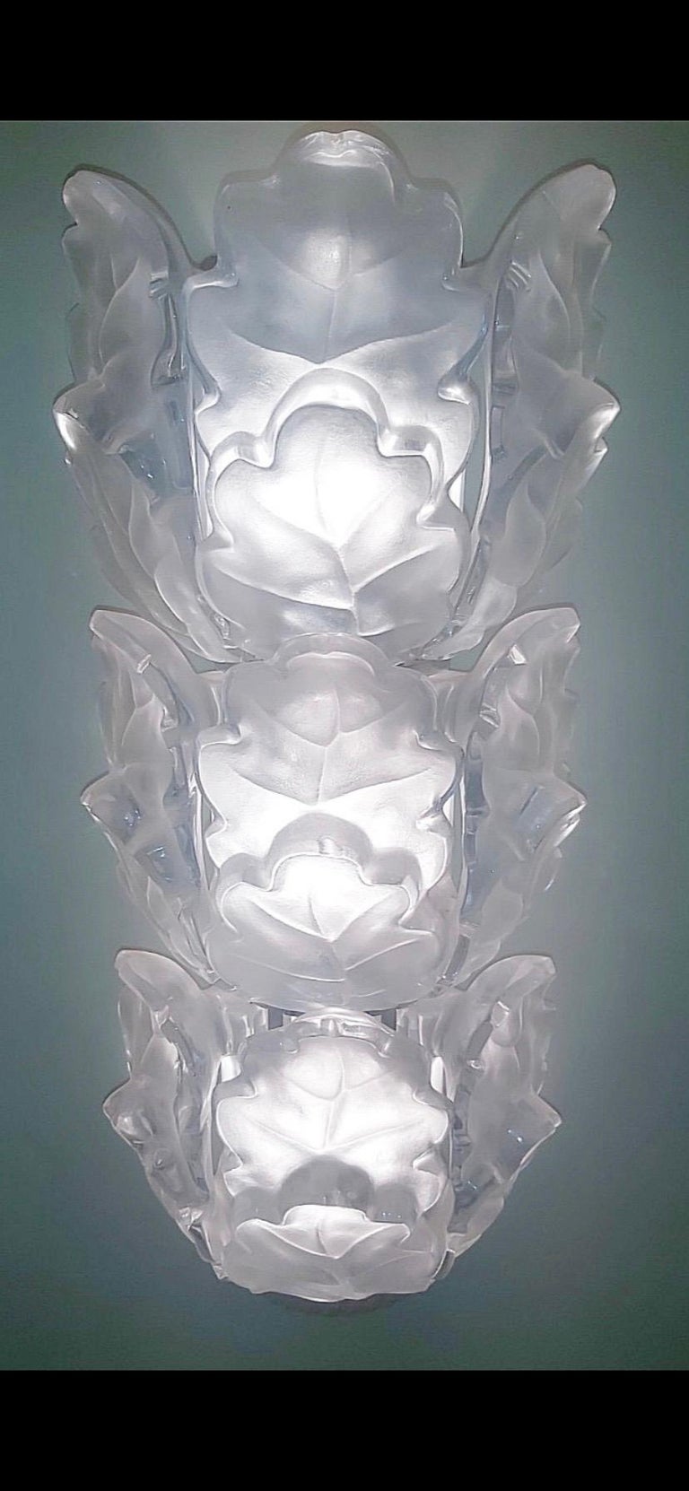 Lalique Wall Lighting Model Chêne! 3 Level Chrome, France, 2000 For ...
