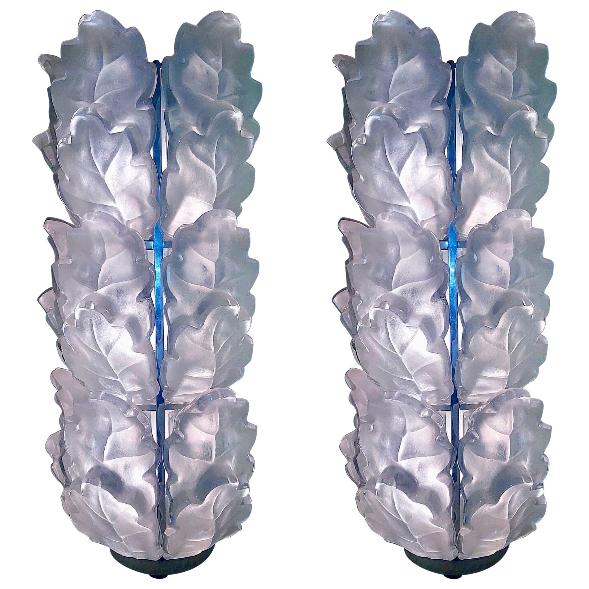 Lalique Wall Lighting Model Chêne! 3 Level Chrome, France, 2000