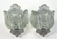 Lalique wall sconces model "Chene"