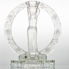 Lalique Woman With Roses Candle Holder, France