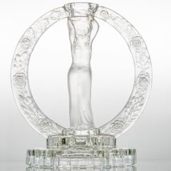 Lalique Woman With Roses Candle Holder, France