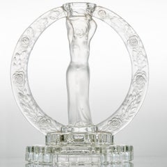 Lalique Woman With Roses Candle Holder, France