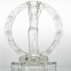 Lalique Woman With Roses Candle Holder, France