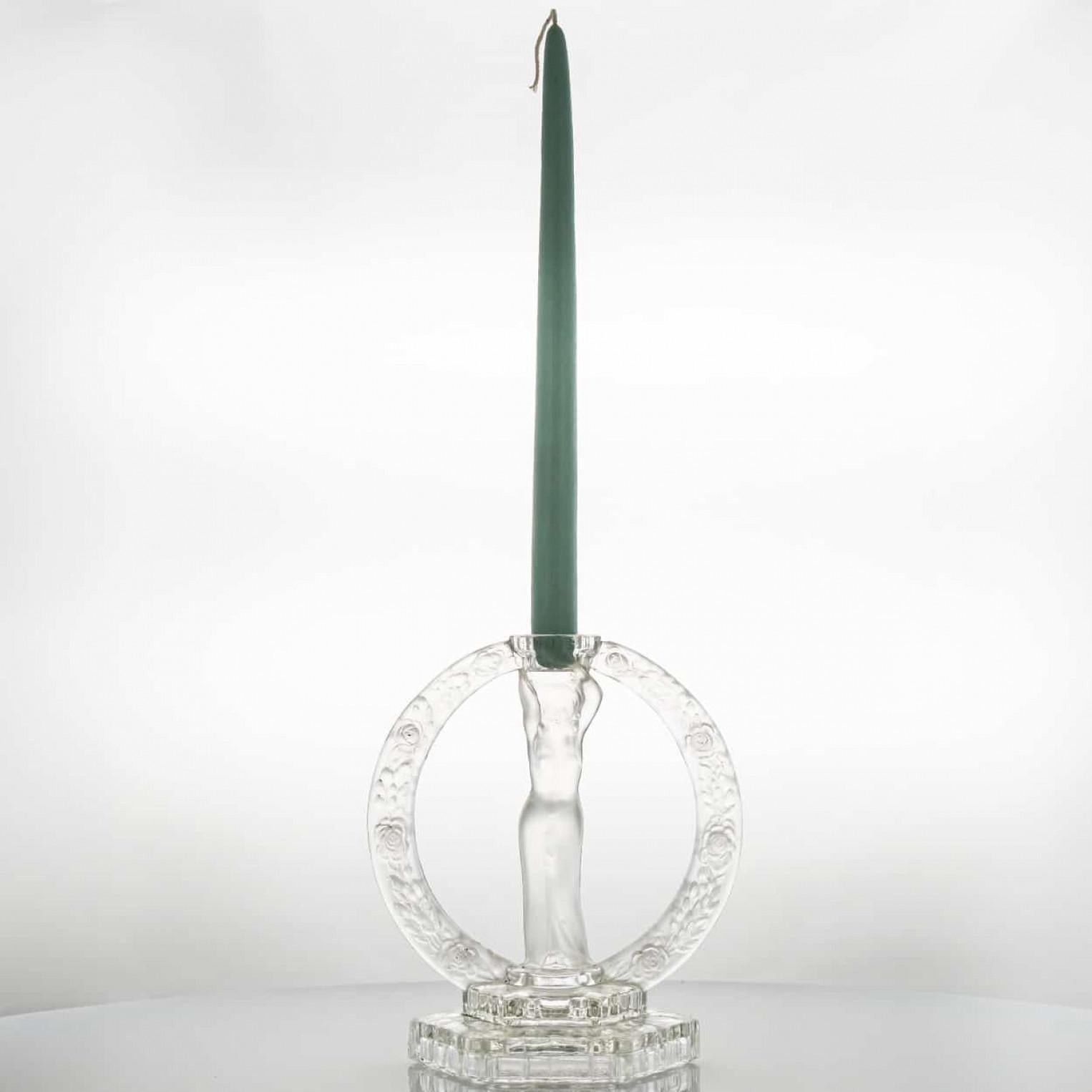 Lalique Frau mit Rosen Kerzenständer, Frankreich im Angebot 1