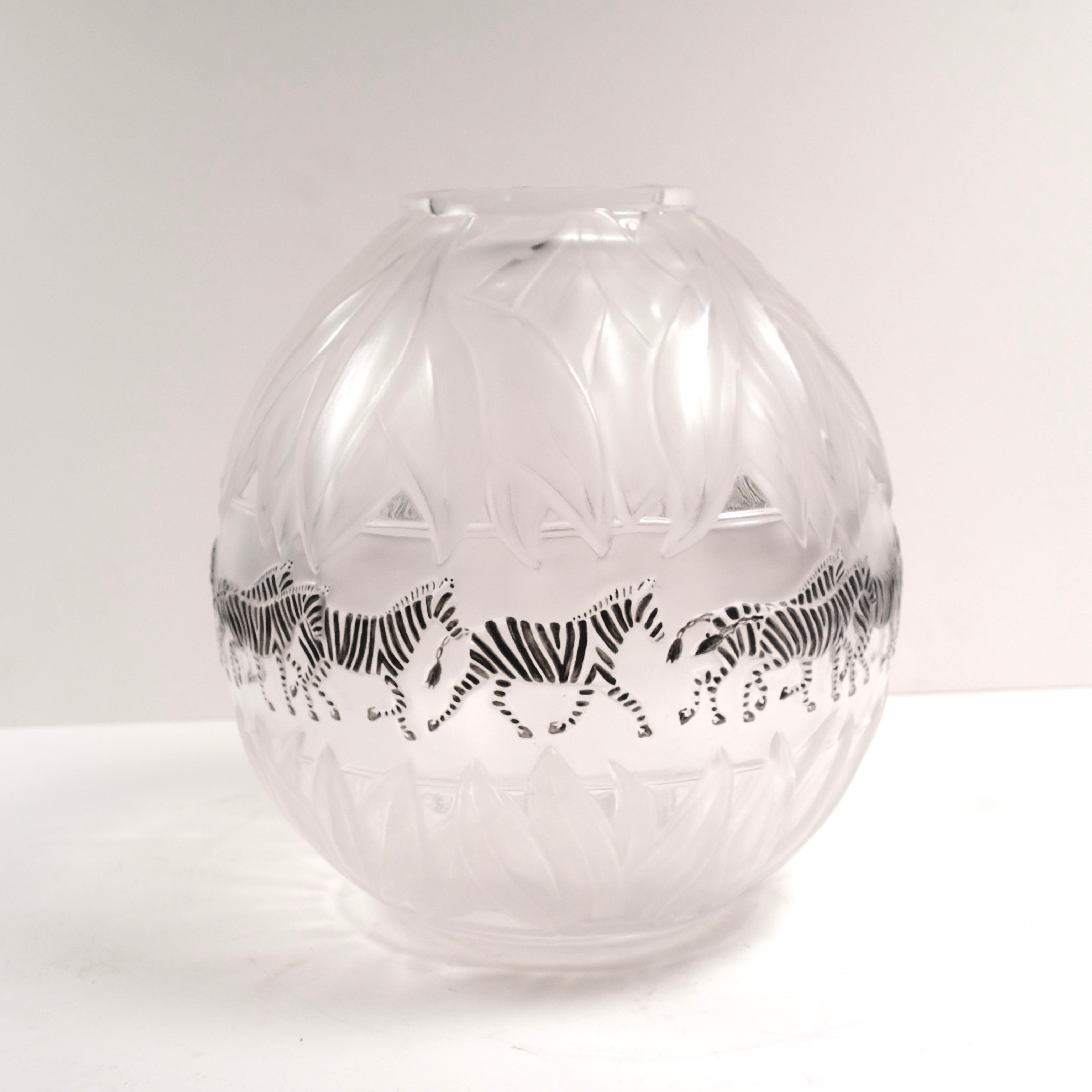 French Lalique Zebra Vase