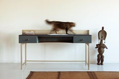 Bureau de luxe Lalita en bois à deux couleurs effet de tissu fabriqué en Italie