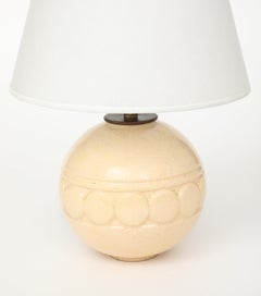 LallemantVase sphère à motif en céramique craquelée ivoire, France, c, 1925, signé