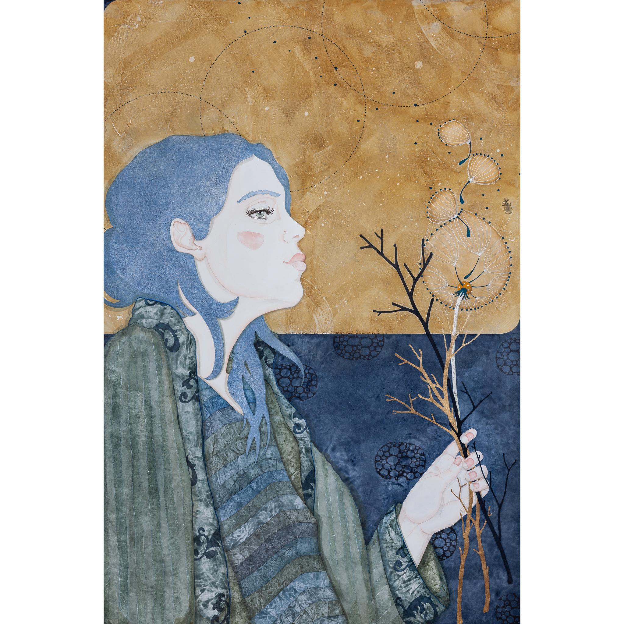 Original work in XL American box
Made on a wooden panel (MDF 10mm) prepared in the traditional way with a gesso coating, the painting is entirely done by hand, no gluing, no AI.
The XL American boxes are made in Brittany at our partner framer and