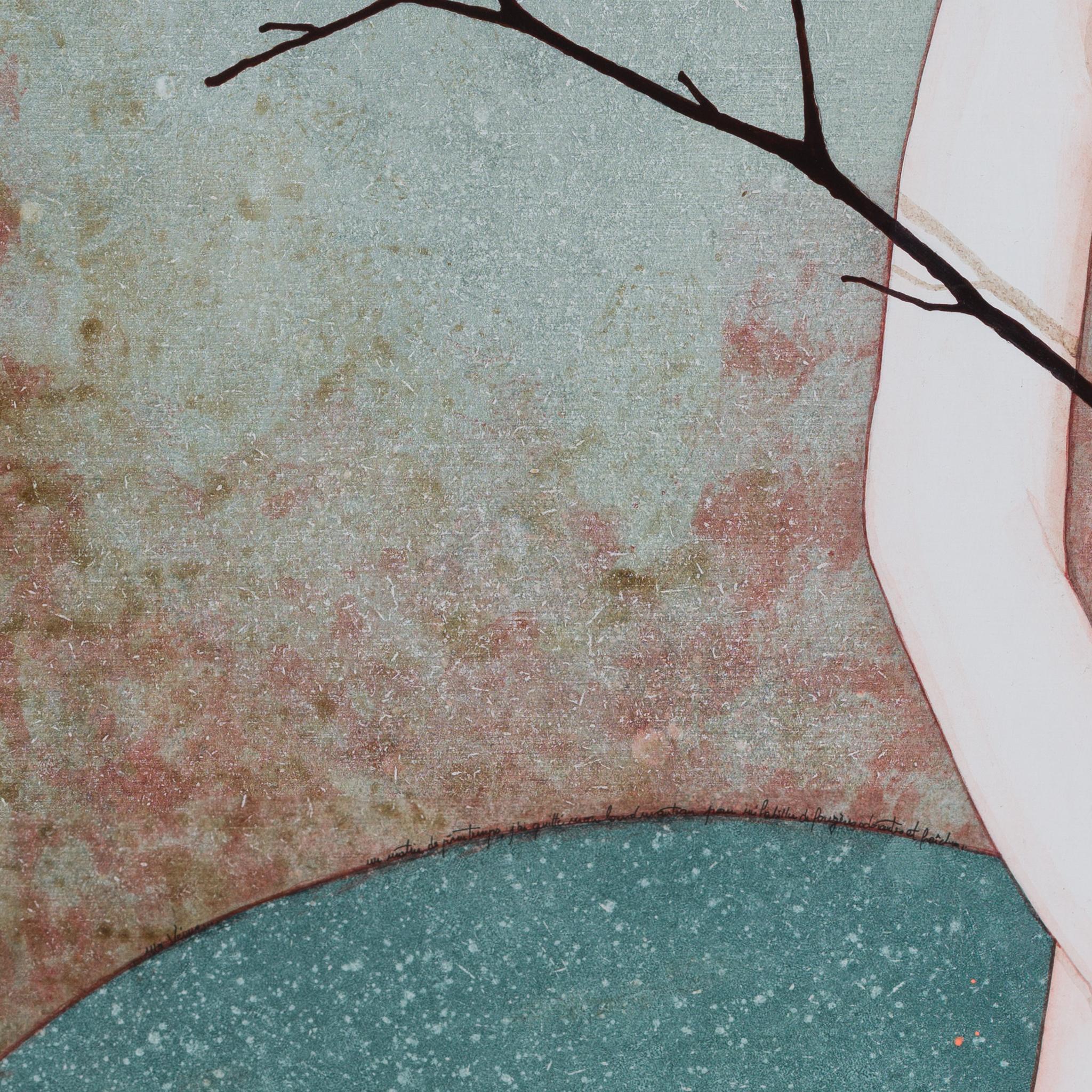 La mia Venere... una mattina di primavera, ho lasciato il mio pesante cappotto per vestirmi di fresca felce - Figurative Painting Grigio di Lalou Kraffe