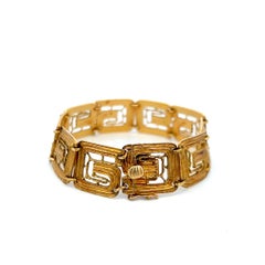 Lalounis 18K Yellow Gold Greek Key Link Vintage Bracelet Estate Jewelry