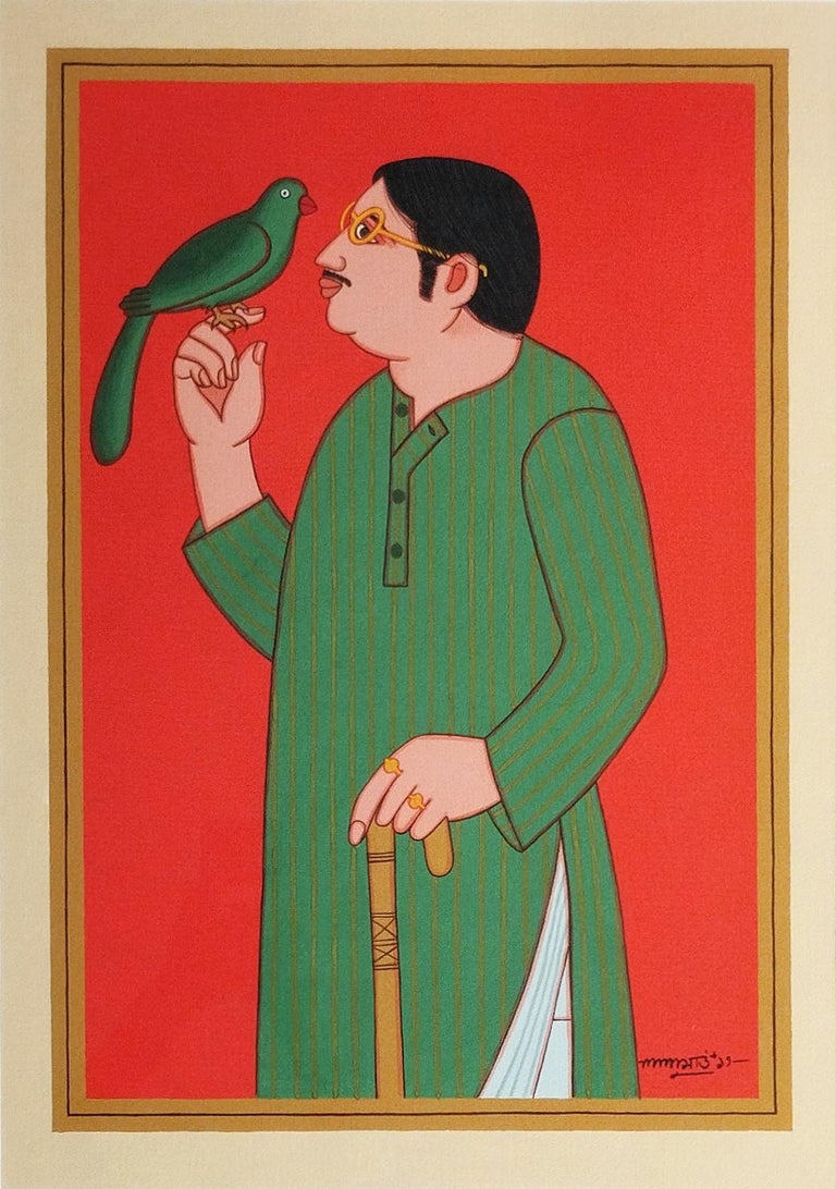 Hindw Xixi Video - Lalu Prasad Shaw - Babu, Tempera on Board, Red, Green Colors by Lalu Prasad  Shaw \