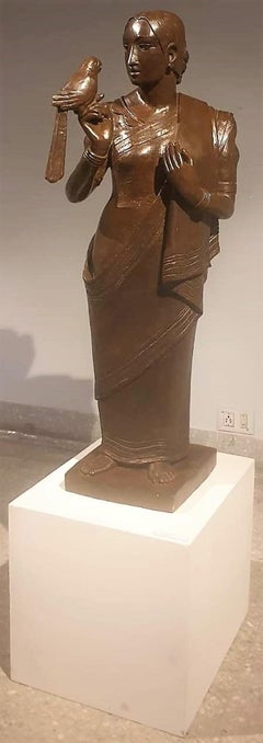 Sculpture en bronze de Lalu Prasad Shaw « En stock » (en stock)