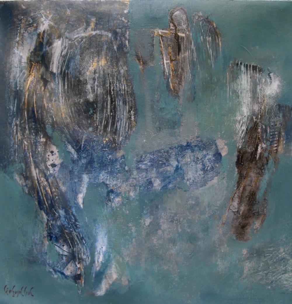 "Sediment" 21st century famous Asian contemporary mixed media abstract painting - Mixed Media Art by Lam Huynh Linh