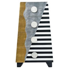 Lam Lee Memphis Style Silver and Gold Leaf Dresser Lingerie Chest