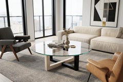 Lama Coffee Table by Joaquín Moll Modern Design Roman Travertine & Black Slate