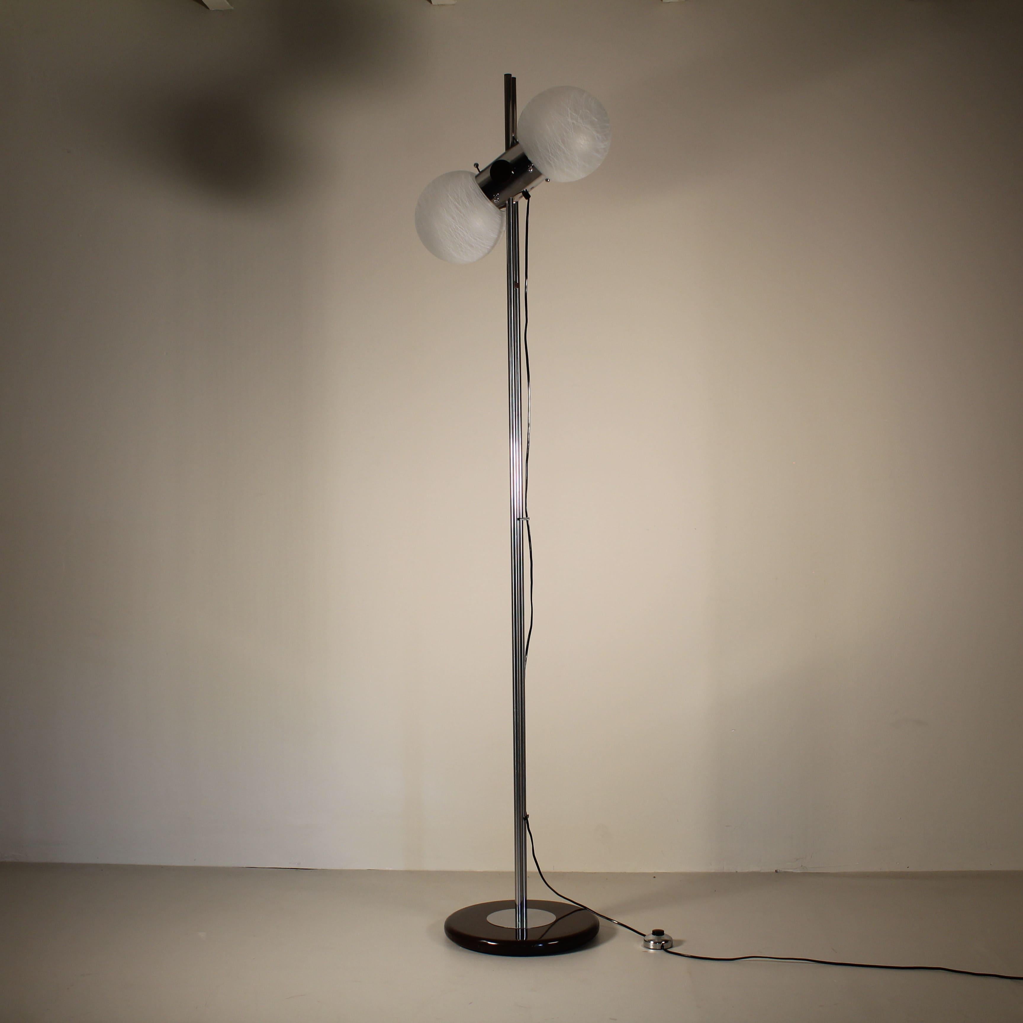 Space Age Adjustable floor lamp, steel and glass, Zonca, 1970 For Sale
