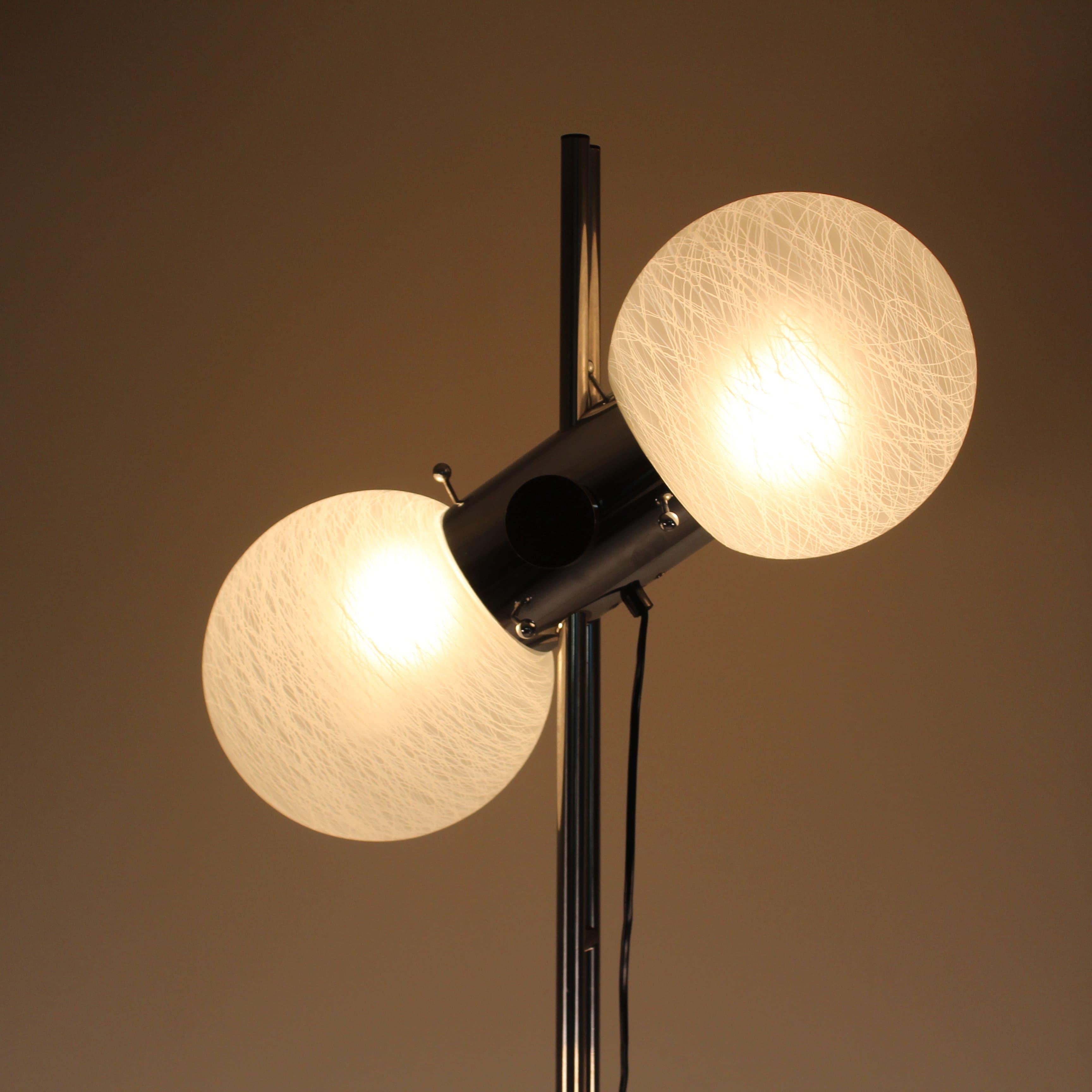 Late 20th Century Adjustable floor lamp, steel and glass, Zonca, 1970 For Sale