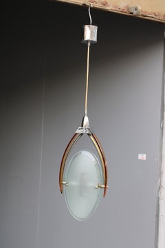 Lamapdario Fontana Arte Italia 1960 in Stained Glass Orange Oscillating