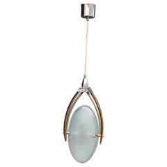Lamapdario Fontana Arte Italia 1960 in Stained Glass Orange Oscillating
