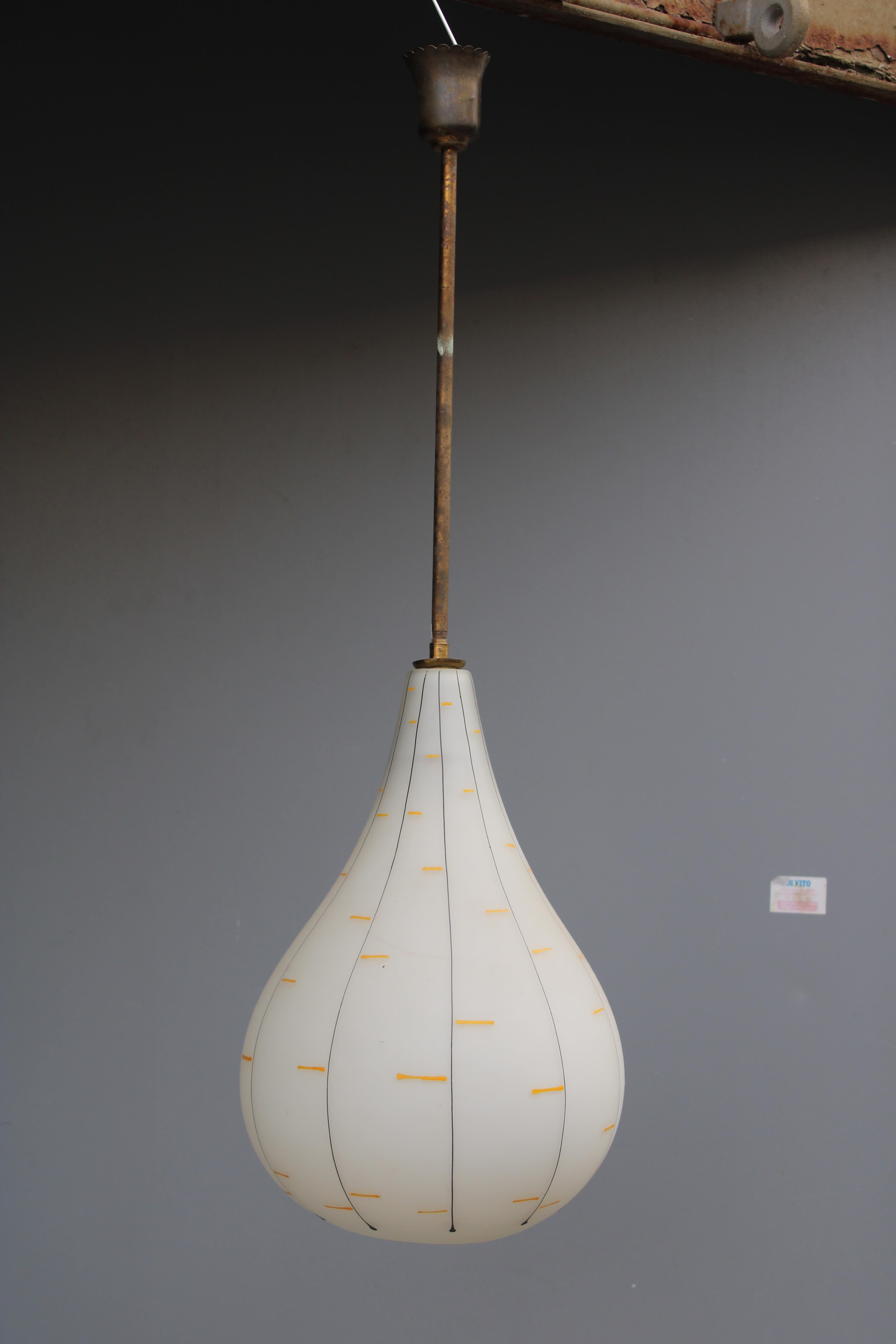 Murano Glass Chandelier Vistosi 1950s Italy , brass rod.
