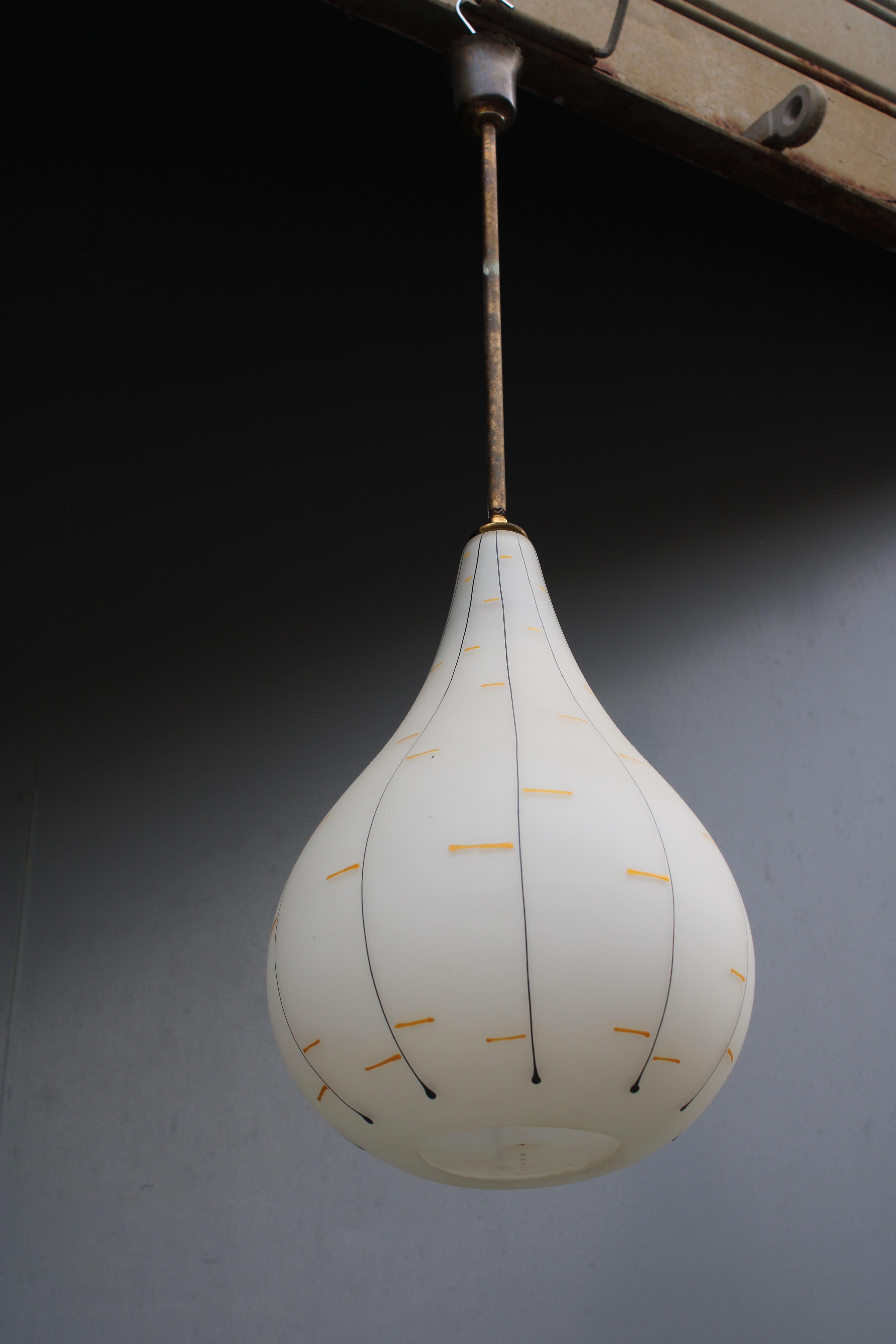 Mid-20th Century Vistosi Murano Glass Lamapdarium 1950s Brass Parts For Sale