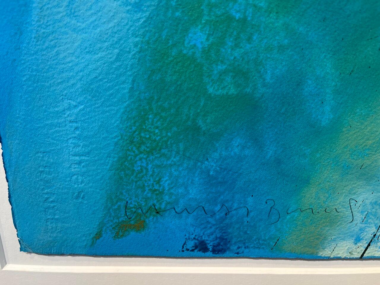 Hand-Painted Lamar Briggs Framed Abstract Mixed Media Painting For Sale