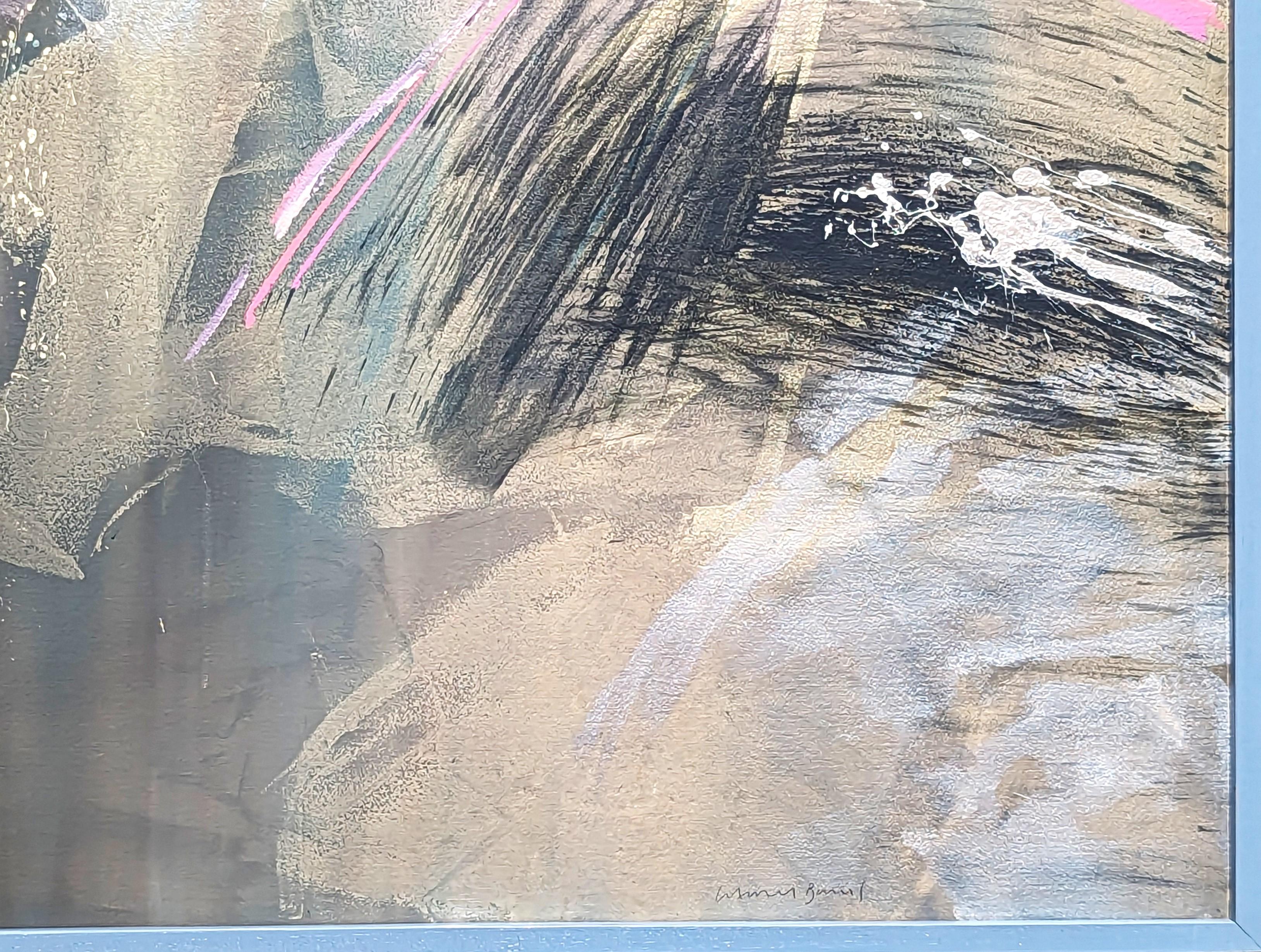 “Scacchi Series No. 6” Modern Gold Mixed Media Abstract Expressionist Painting For Sale 2