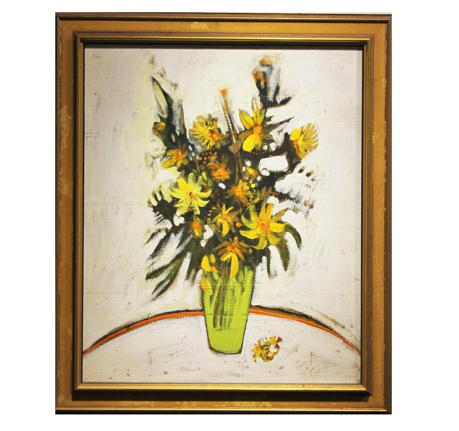 Lamar Briggs Abstract Painting - Impressionist Modern Floral Still Life 