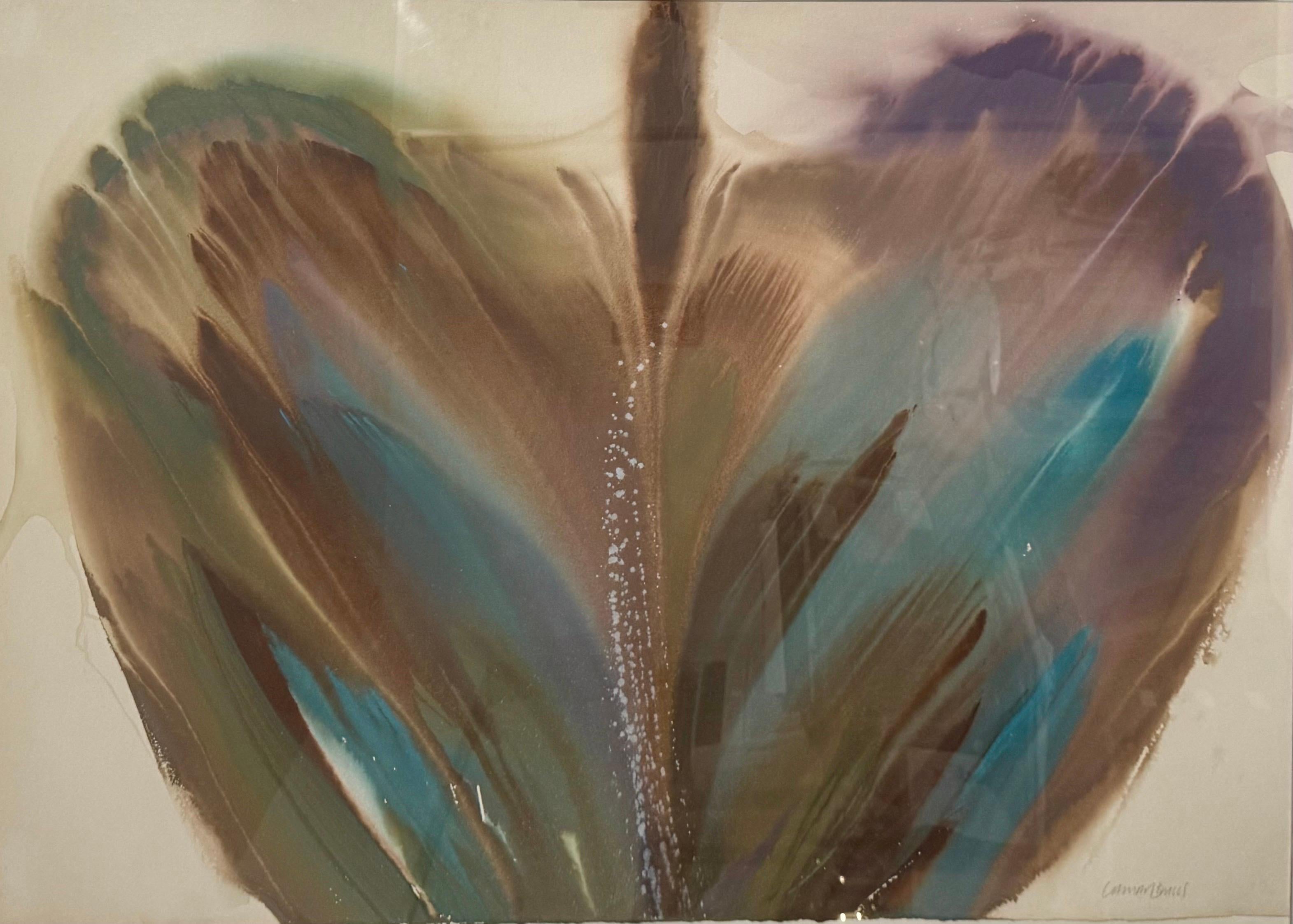 Modernist Abstract Expressionist Color Field Watercolor Painting Lamar Briggs For Sale 5